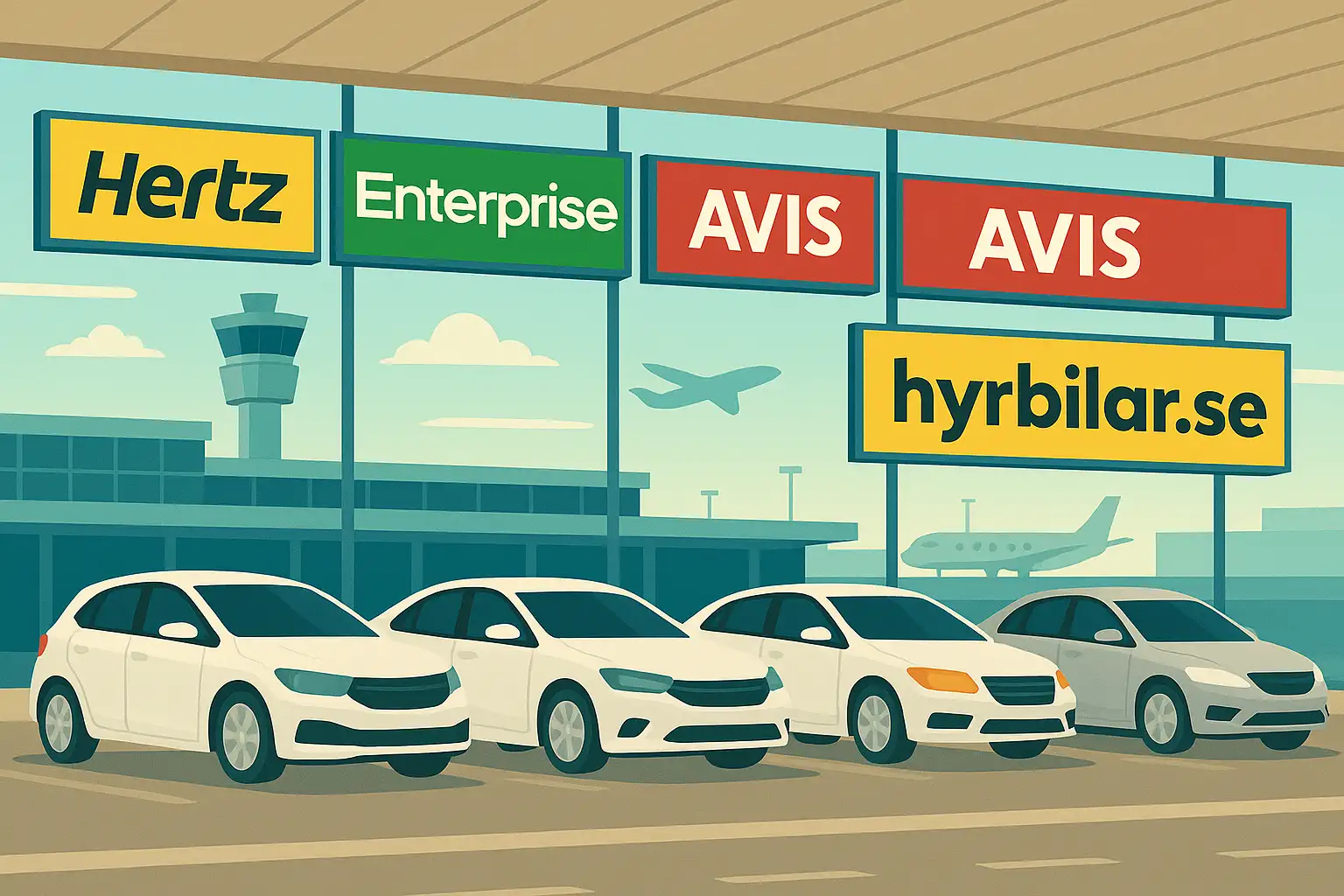 Hyrbil på flygplats i USA