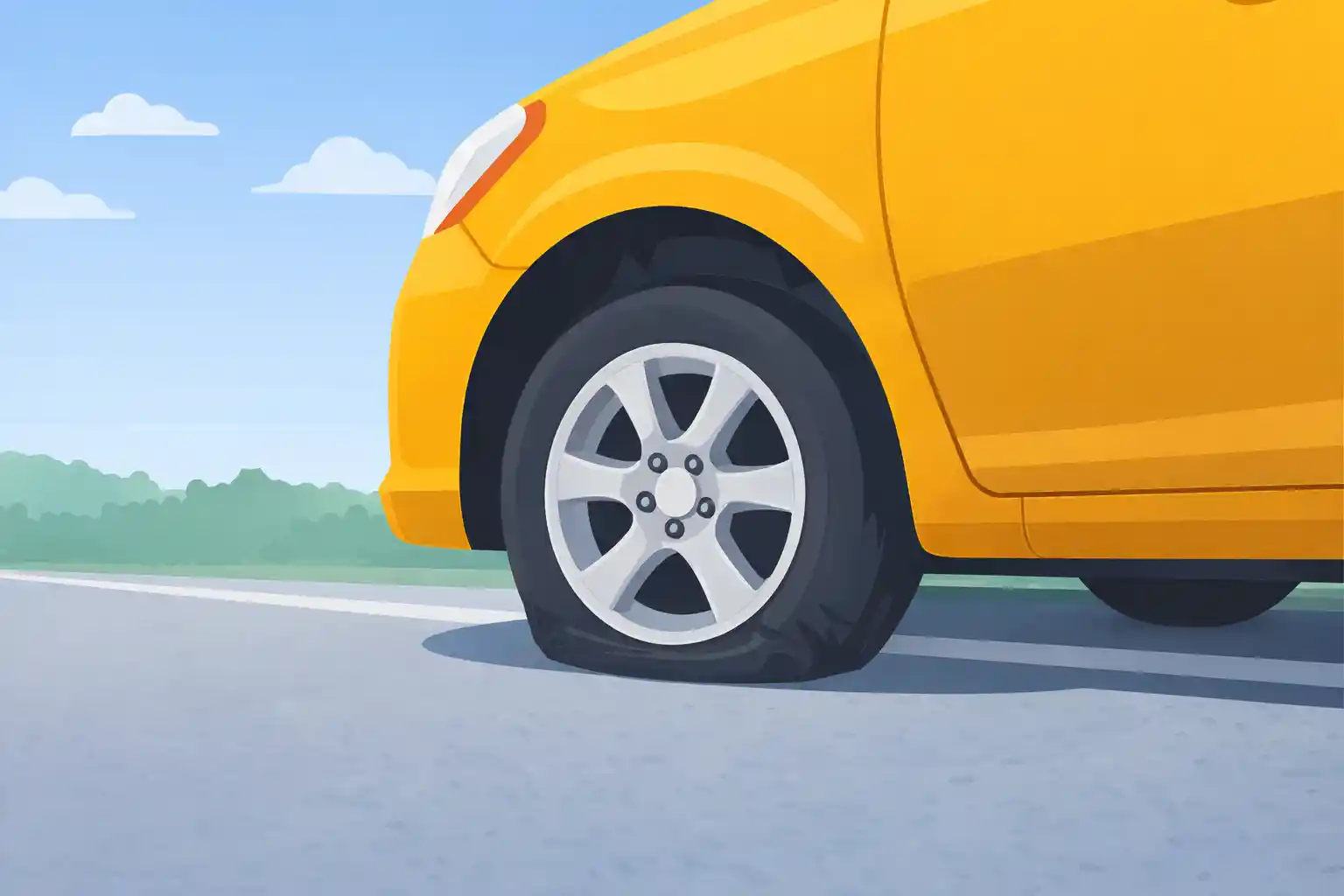 Punkterat däck på hyrbil